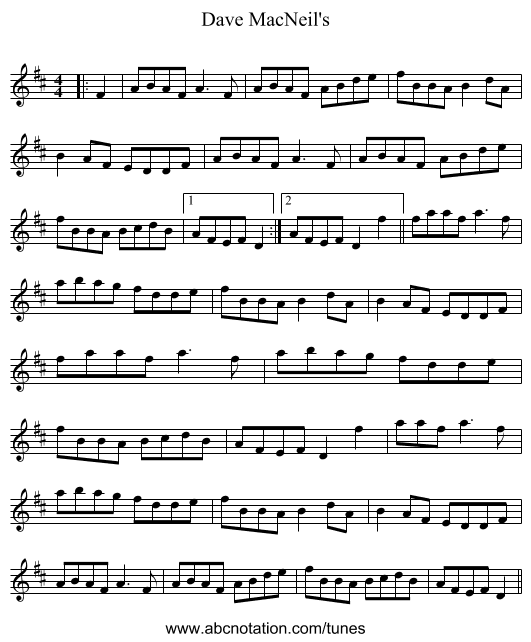 Dave MacNeil's - staff notation