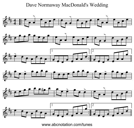 Dave Normaway MacDonald's Wedding - staff notation