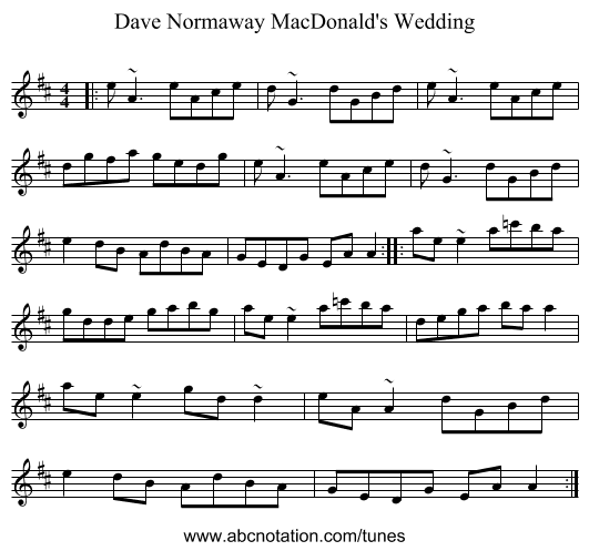 Dave Normaway MacDonald's Wedding - staff notation