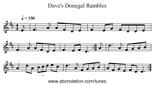 Dave's Donegal Rambles - staff notation