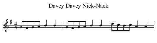 Davey Davey Nick-Nack - staff notation