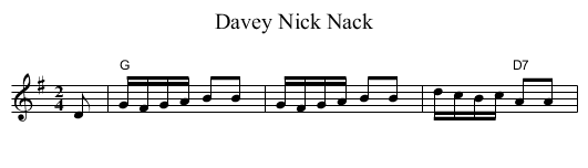 Davey Nick Nack - staff notation
