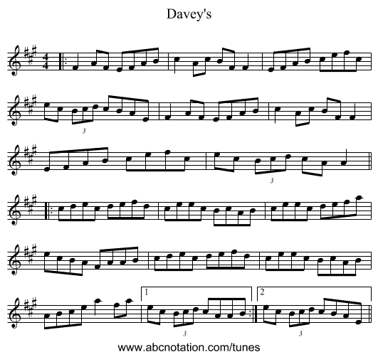 Davey's - staff notation