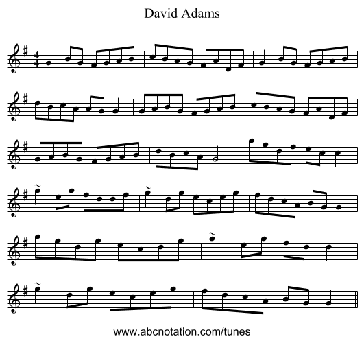 David Adams - staff notation
