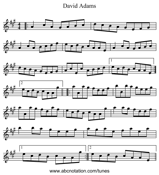 David Adams - staff notation