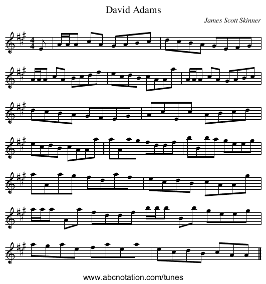 David Adams - staff notation