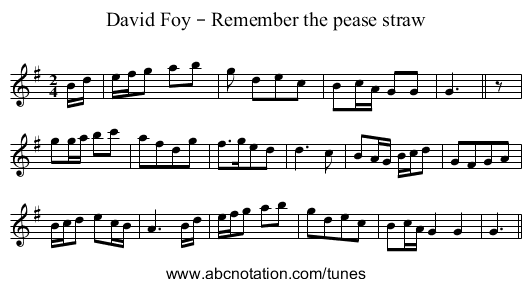 David Foy – Remember the pease straw - staff notation