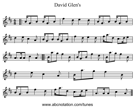 David Glen's - staff notation