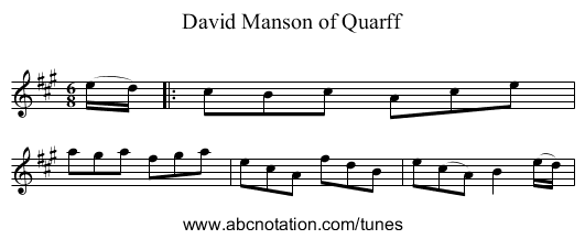 David Manson of Quarff - staff notation