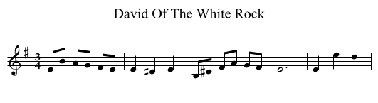 David Of The White Rock - staff notation