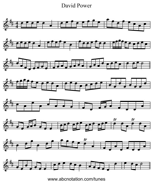David Power - staff notation
