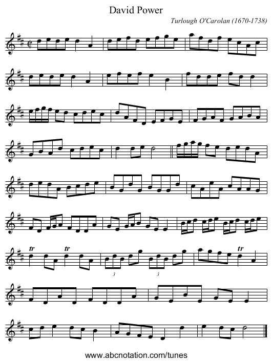 David Power - staff notation