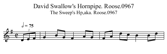David Swallow's Hornpipe. Roose.0967 - staff notation