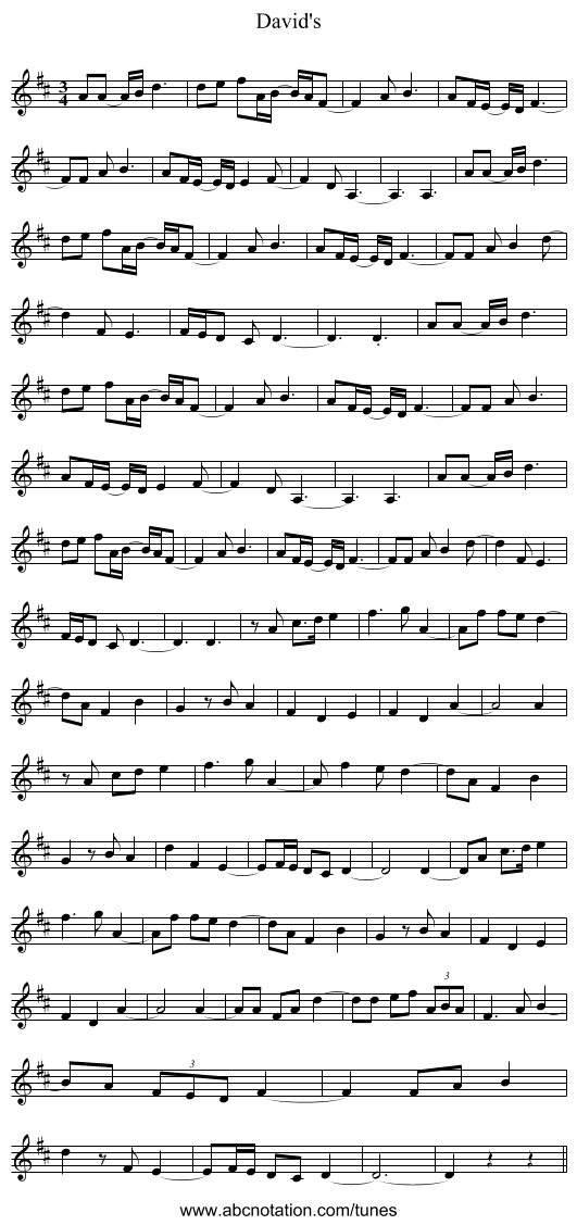 David's - staff notation