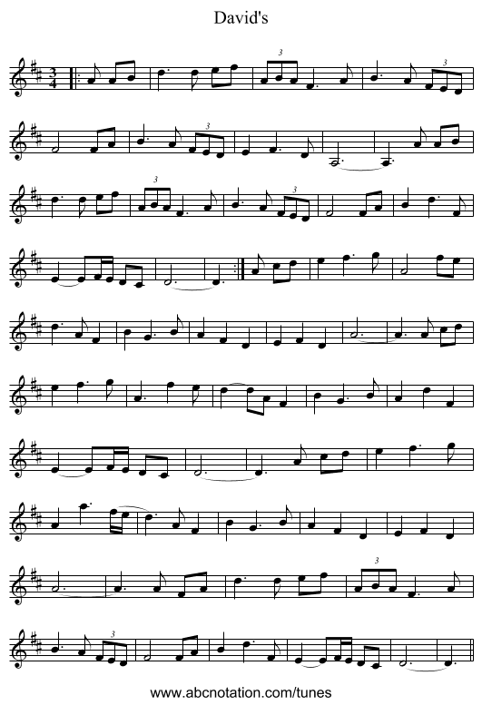 David's - staff notation