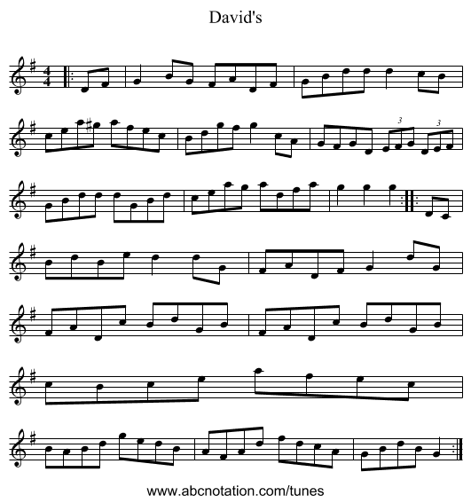 David's - staff notation