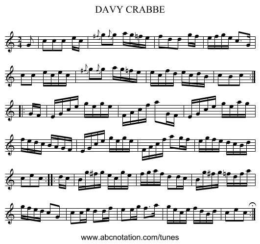 DAVY CRABBE - staff notation