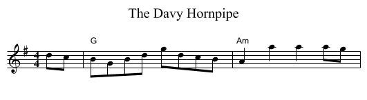 Davy Hornpipe, The - staff notation