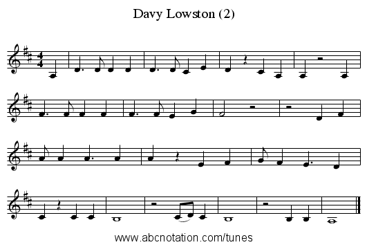 Davy Lowston (2) - staff notation