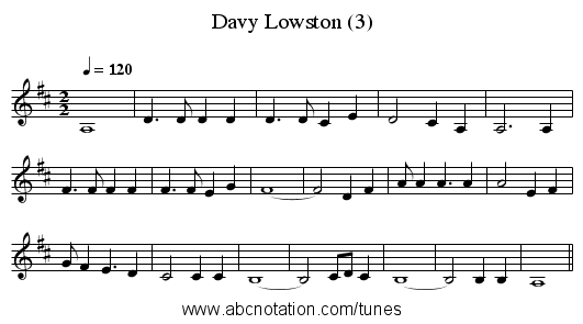 Davy Lowston (3) - staff notation