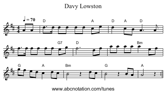 Davy Lowston - staff notation