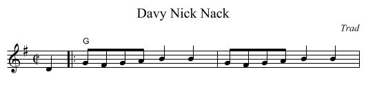 Davy Nick Nack - staff notation