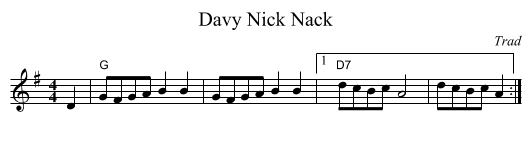 Davy Nick Nack - staff notation