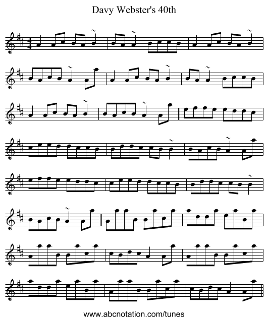 Davy Webster's 40th - staff notation