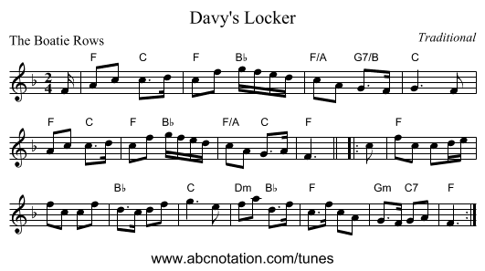 Davy's Locker - staff notation