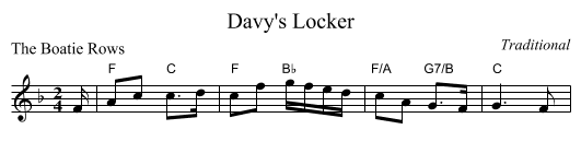 Davy's Locker - staff notation