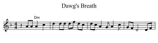 Dawg's Breath - staff notation