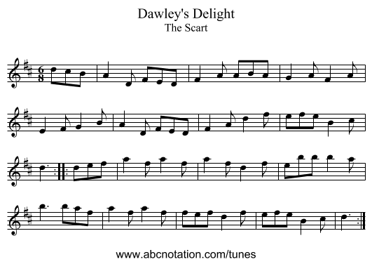 Dawley's Delight - staff notation