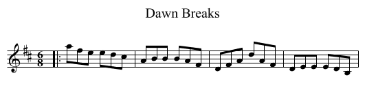 Dawn Breaks - staff notation