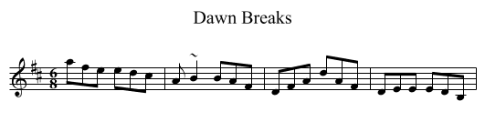 Dawn Breaks - staff notation