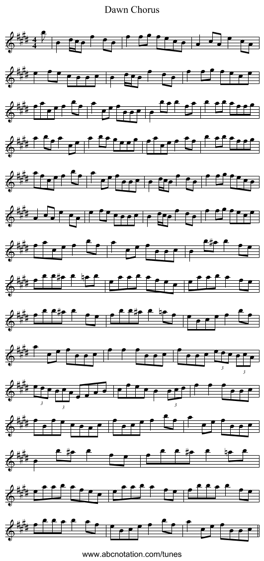 Dawn Chorus - staff notation