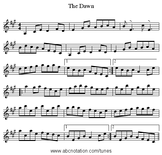 Dawn, The - staff notation
