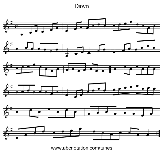 Dawn - staff notation