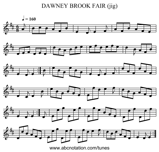 DAWNEY BROOK FAIR (jig) - staff notation