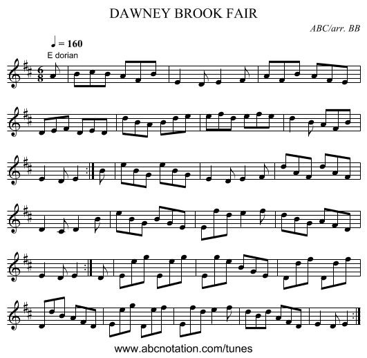 DAWNEY BROOK FAIR - staff notation