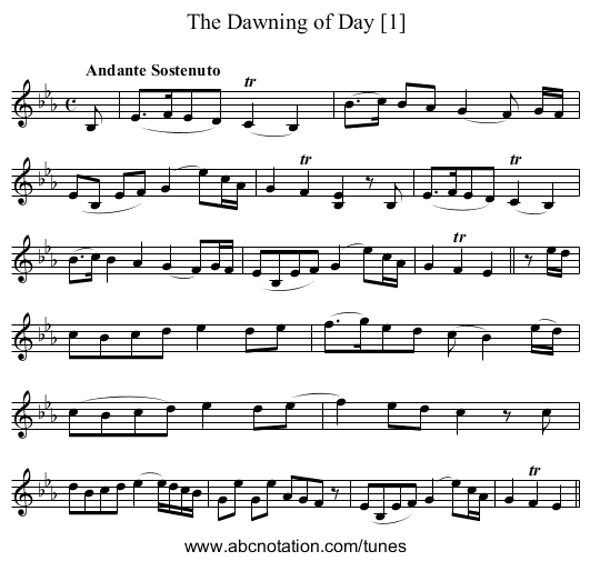 Dawning of Day [1], The - staff notation