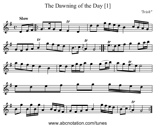 Dawning of the Day [1], The - staff notation