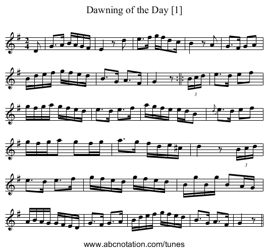 Dawning of the Day [1] - staff notation