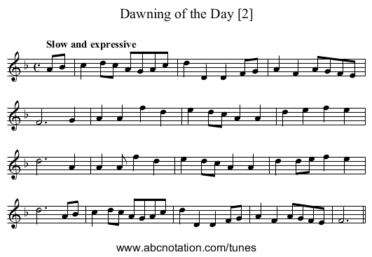 Dawning of the Day [2] - staff notation