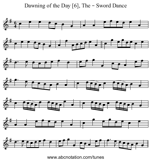 Dawning of the Day [6], The – Sword Dance - staff notation