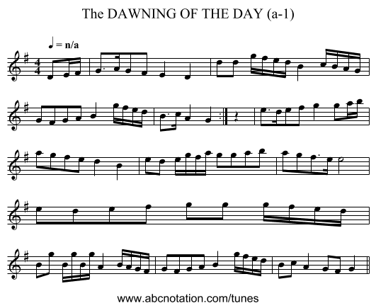DAWNING OF THE DAY (a-1), The - staff notation
