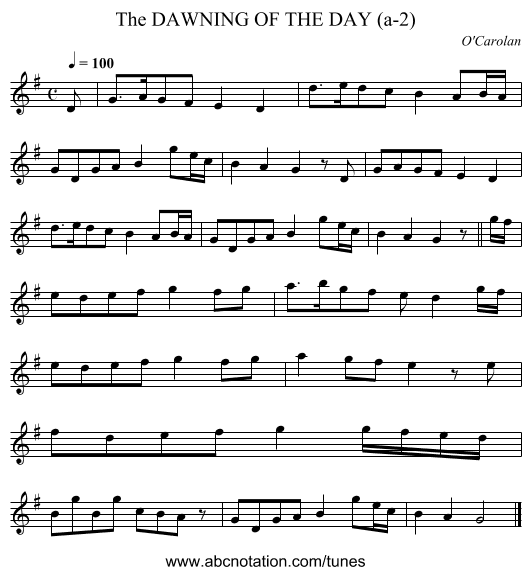 DAWNING OF THE DAY (a-2), The - staff notation