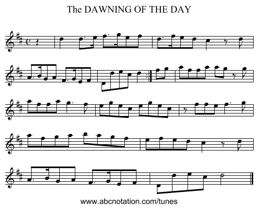 DAWNING OF THE DAY, The - staff notation