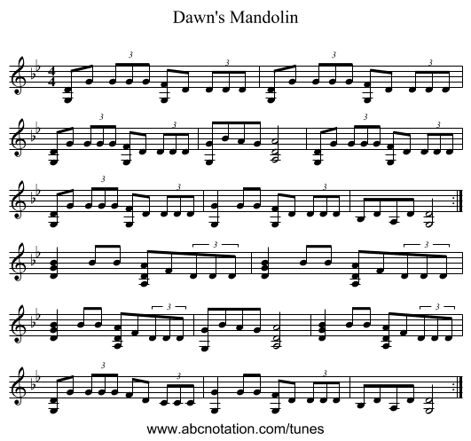 Dawn's Mandolin - staff notation