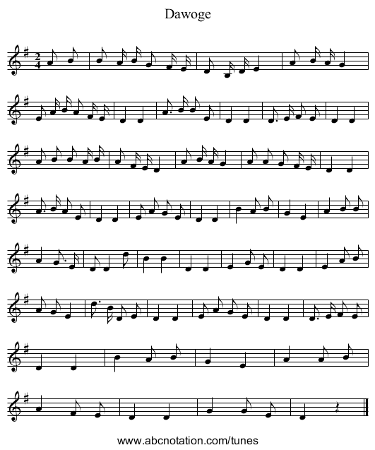 Dawoge - staff notation