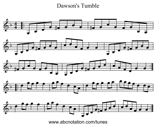 Dawson's Tumble - staff notation